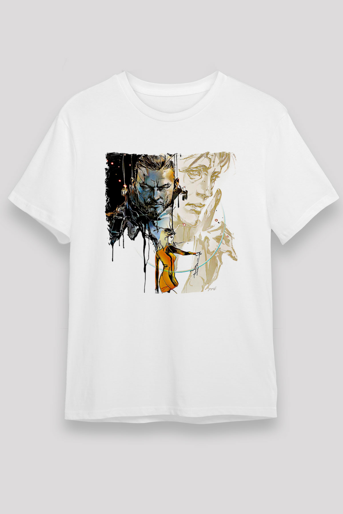 Death Stranding Baskılı Unisex Beyaz Tişört - Tshirt