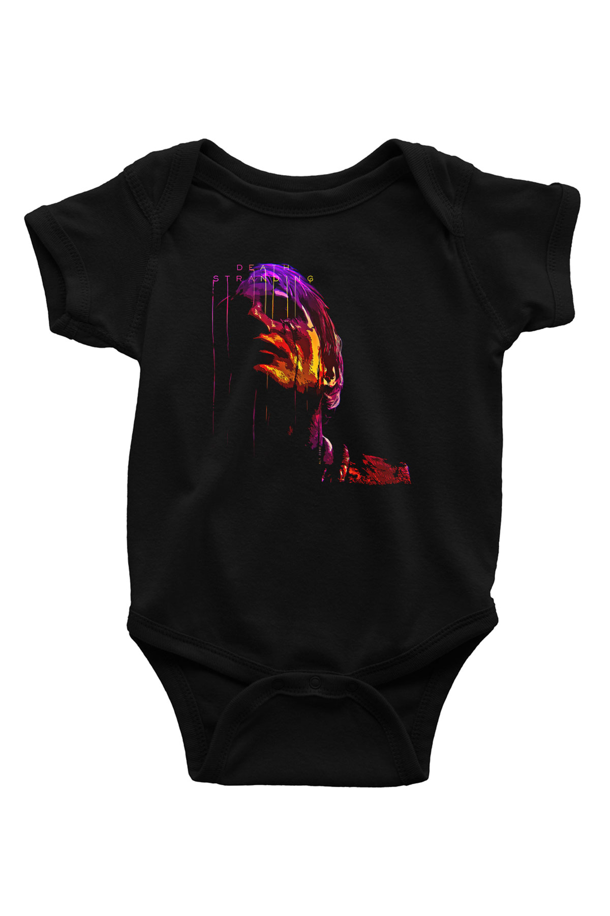 Death Stranding Baskılı Unisex Siyah Bebek Body - Zıbın