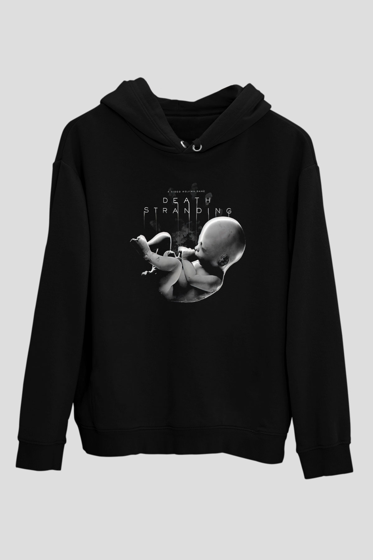 Death Stranding Baskılı Unisex Siyah Kapüşonlu Sweatshirt
