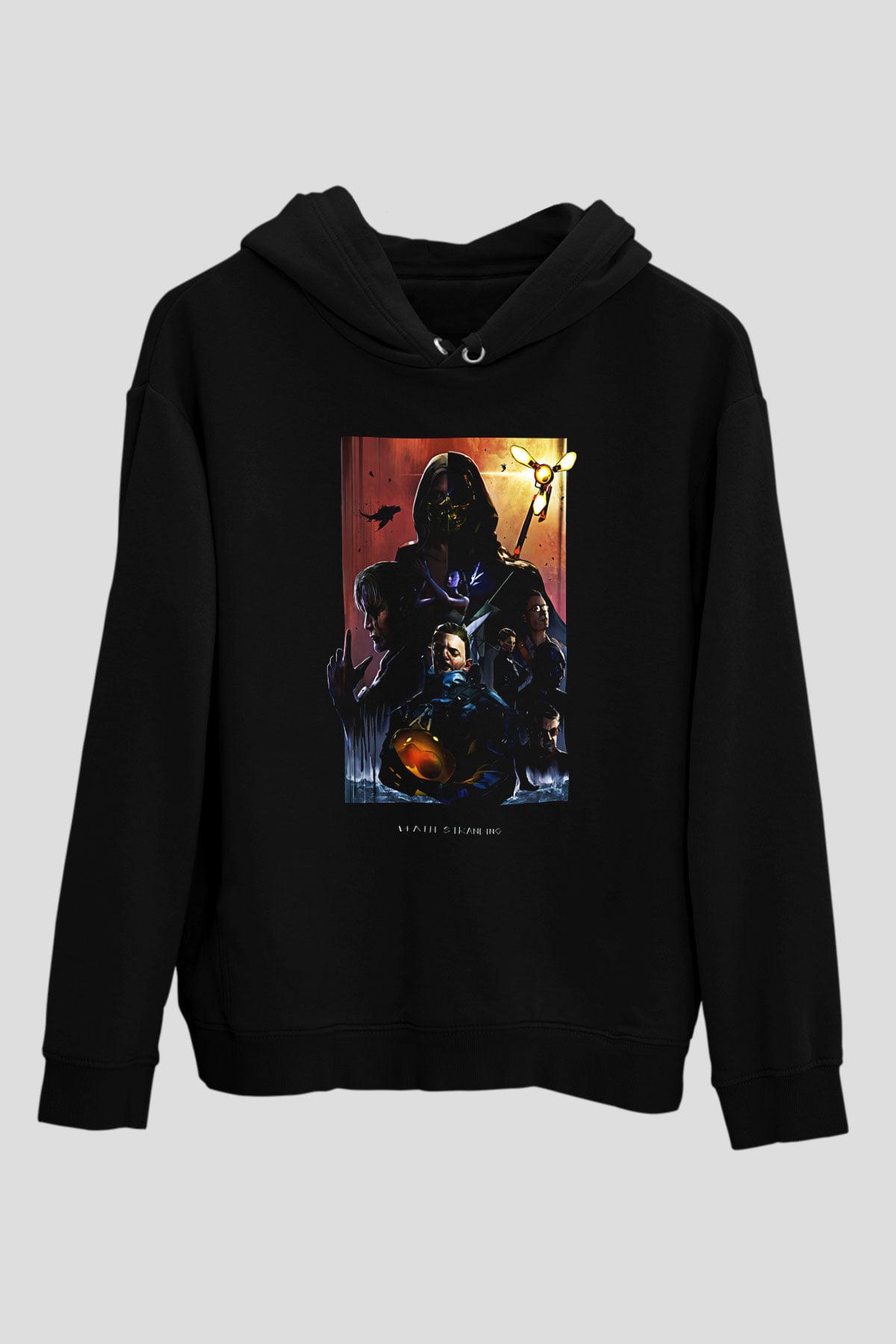 Death Stranding Baskılı Unisex Siyah Kapüşonlu Sweatshirt