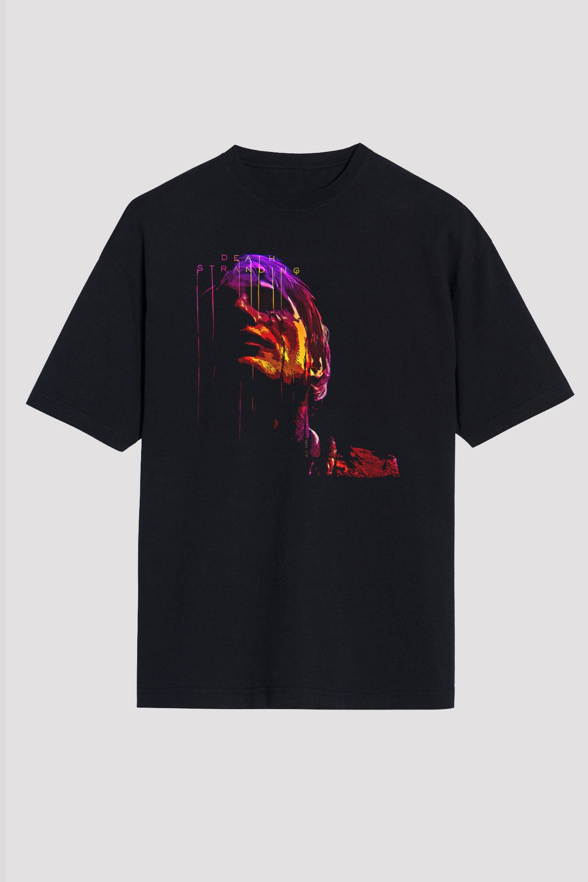 Death Stranding Baskılı Unisex Siyah Oversize Tişört - Tshirt