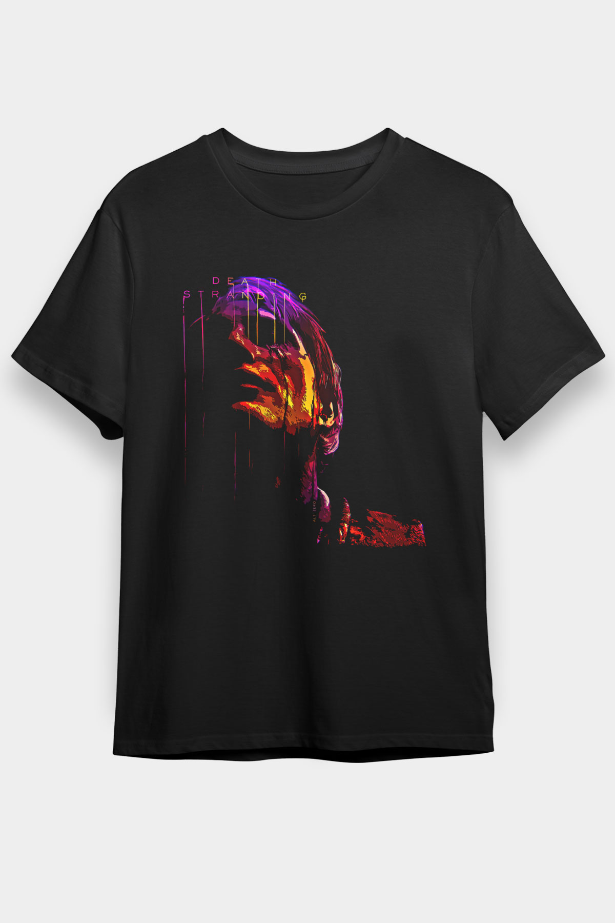 Death Stranding Baskılı Unisex Siyah Tişört - Tshirt