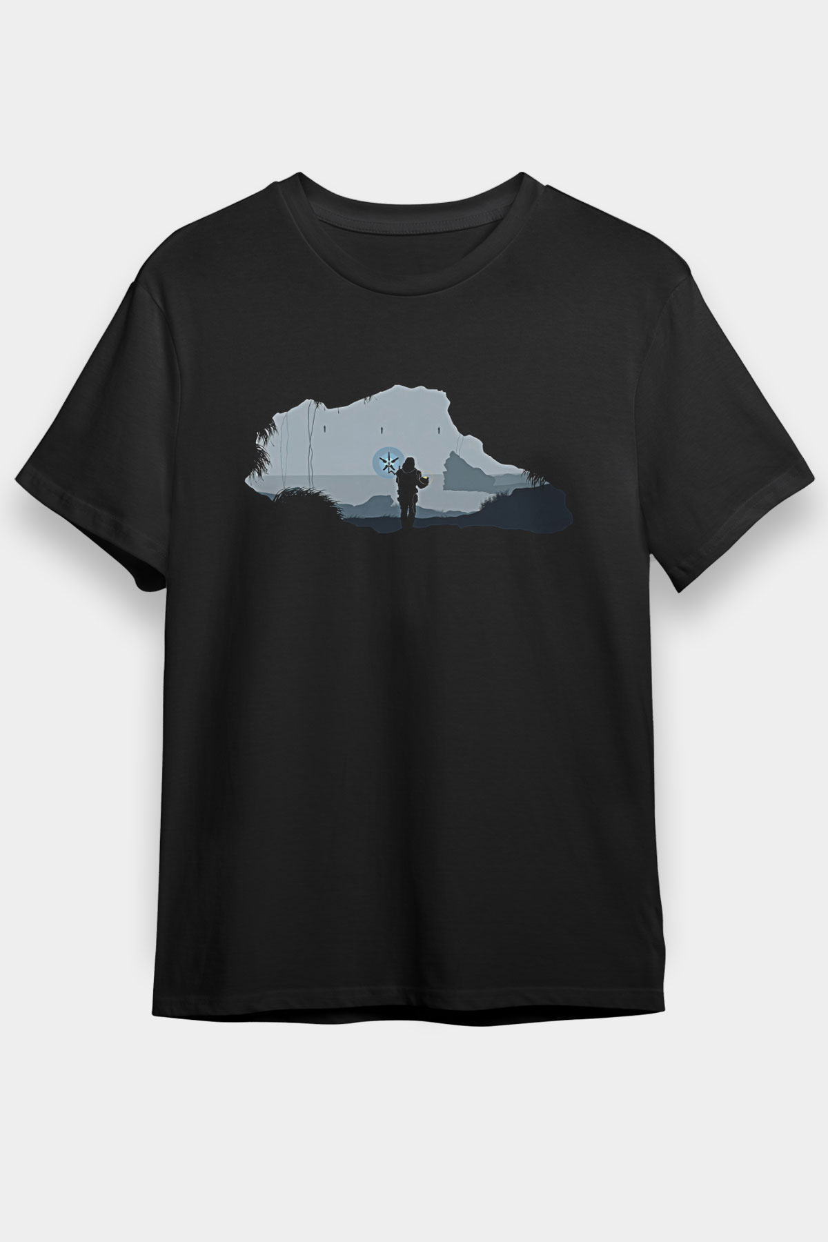 Death Stranding Baskılı Unisex Siyah Tişört - Tshirt