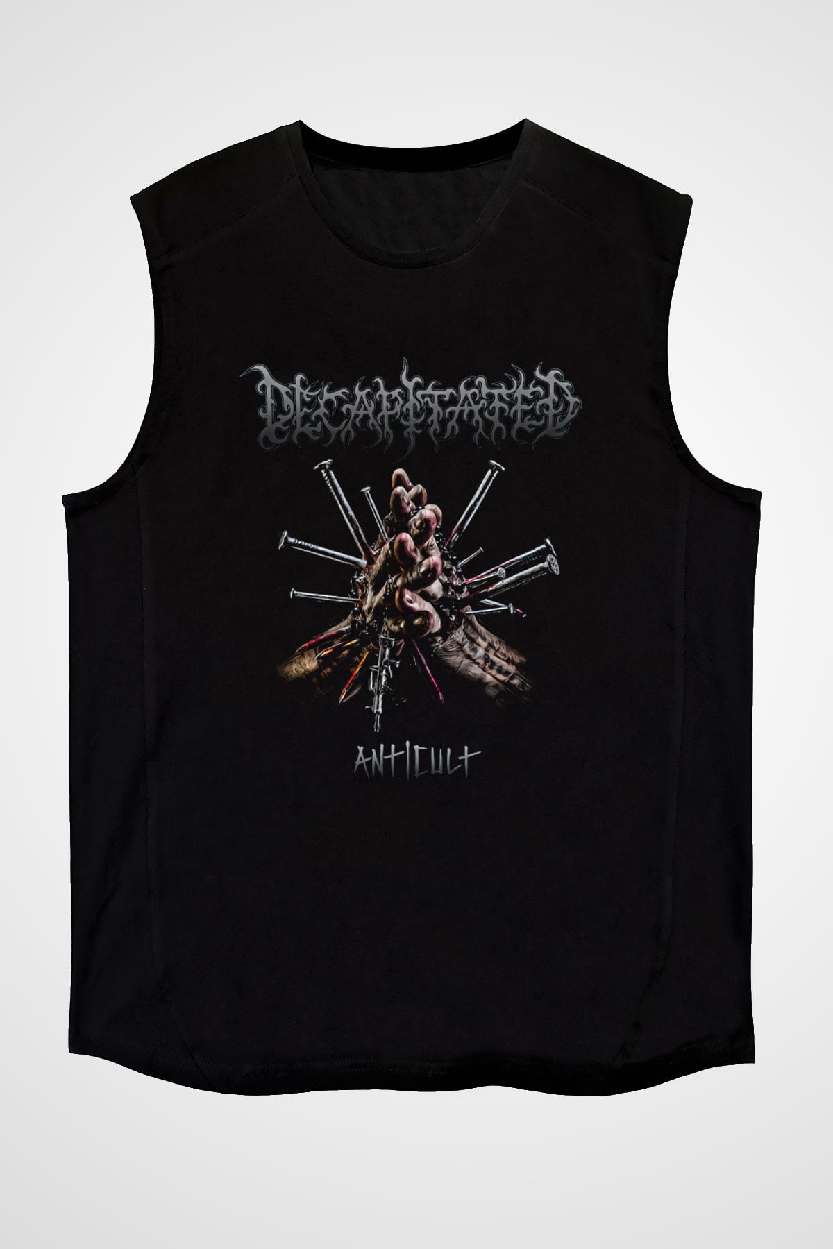Decapitated Baskılı Unisex Siyah Kolsuz Tişört - Tshirt