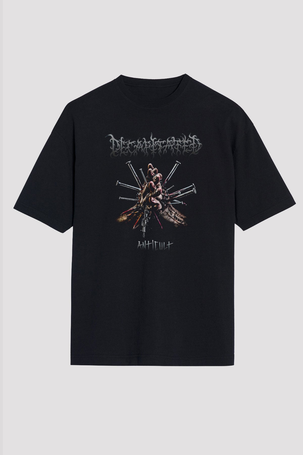 Decapitated Baskılı Unisex Siyah Oversize Tişört - Tshirt