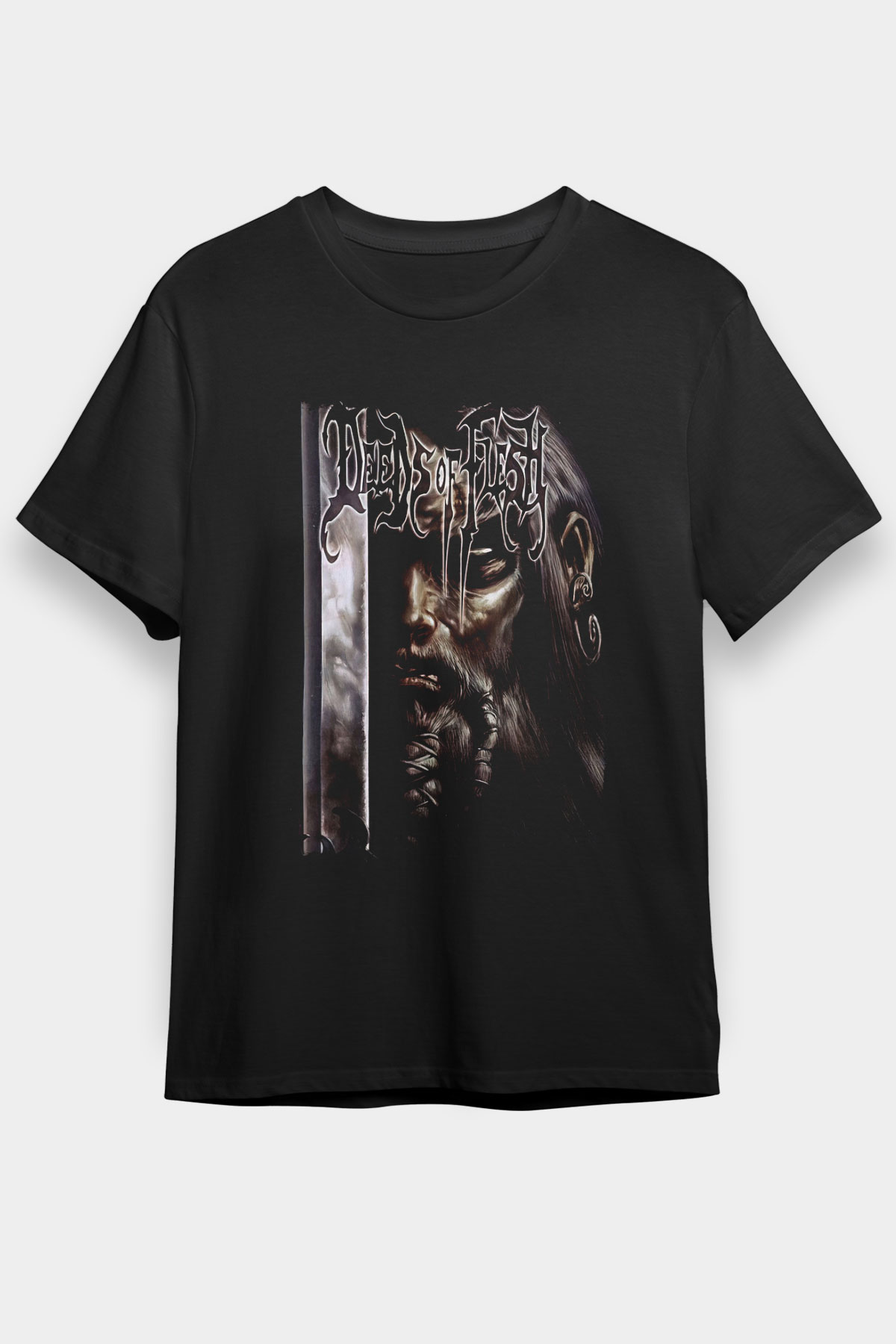 Deeds of Flesh Baskılı Unisex Siyah Tişört - Tshirt