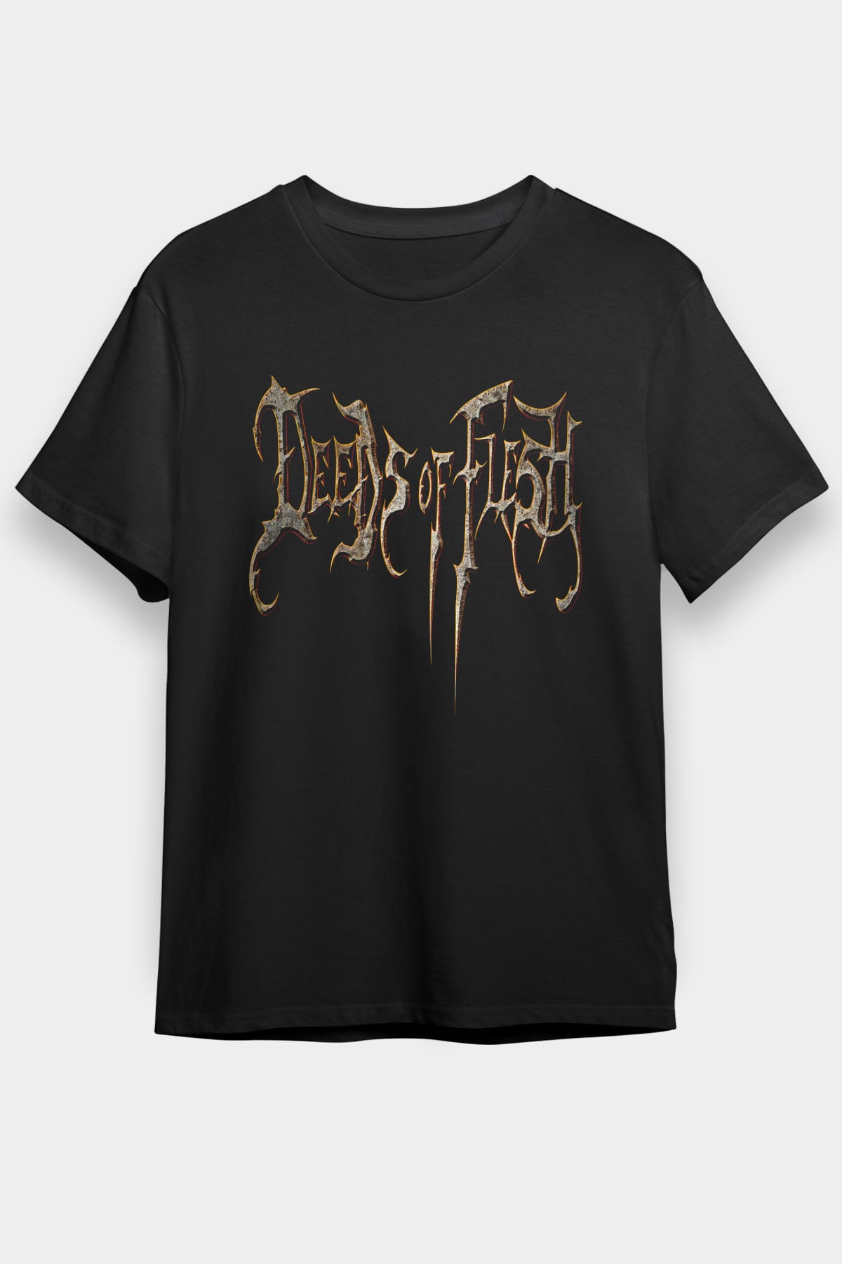 Deeds of Flesh Baskılı Unisex Siyah Tişört - Tshirt