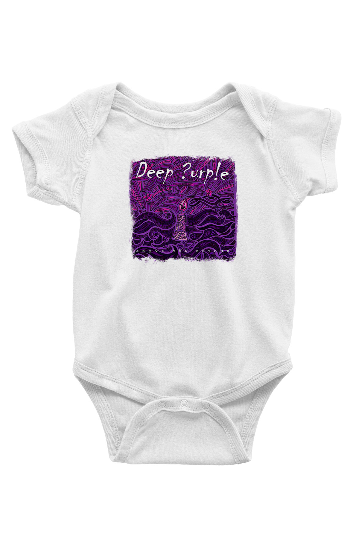 Deep Purple Baskılı Unisex Beyaz Bebek Body - Zıbın