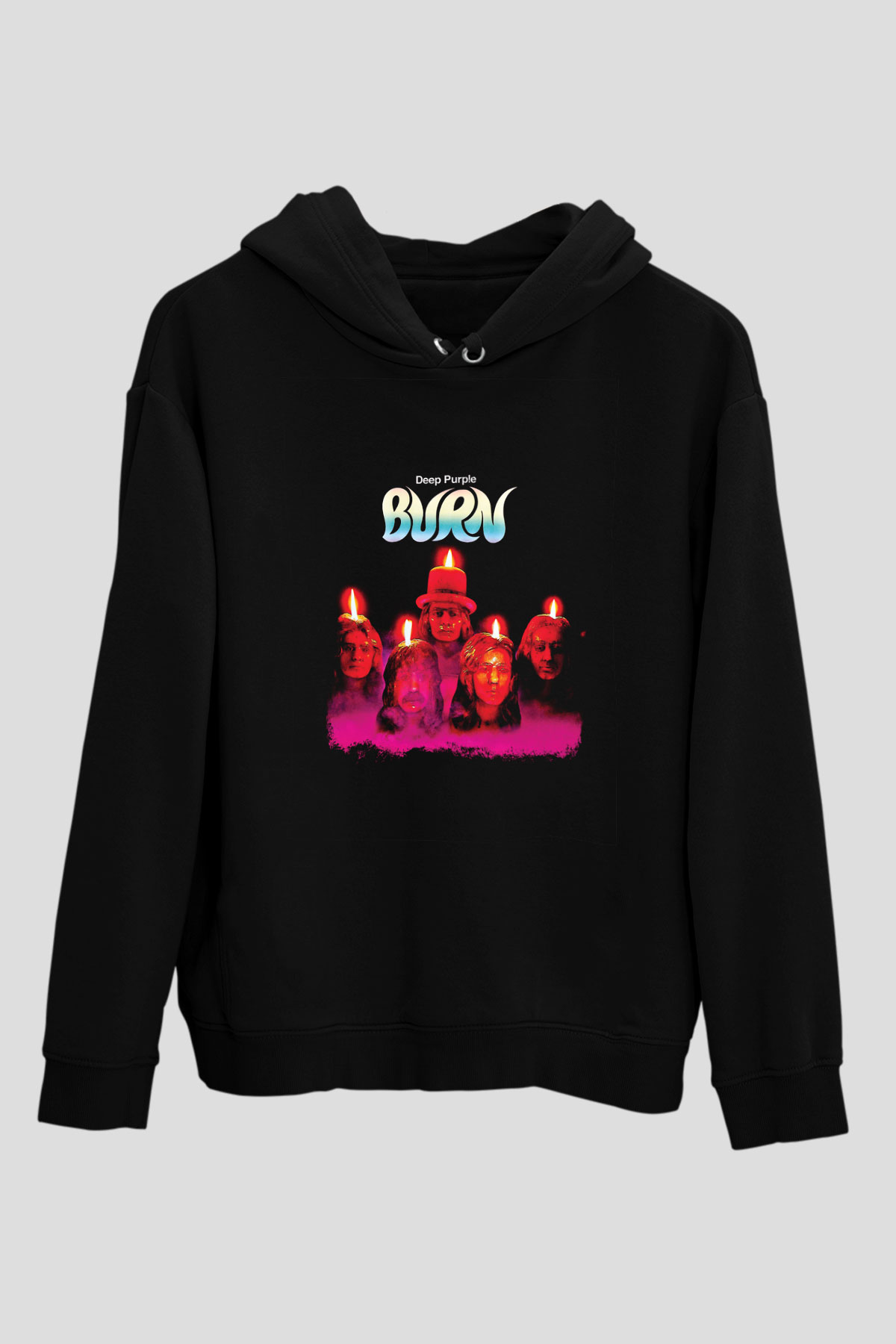Deep Purple Baskılı Unisex Siyah Hoodie