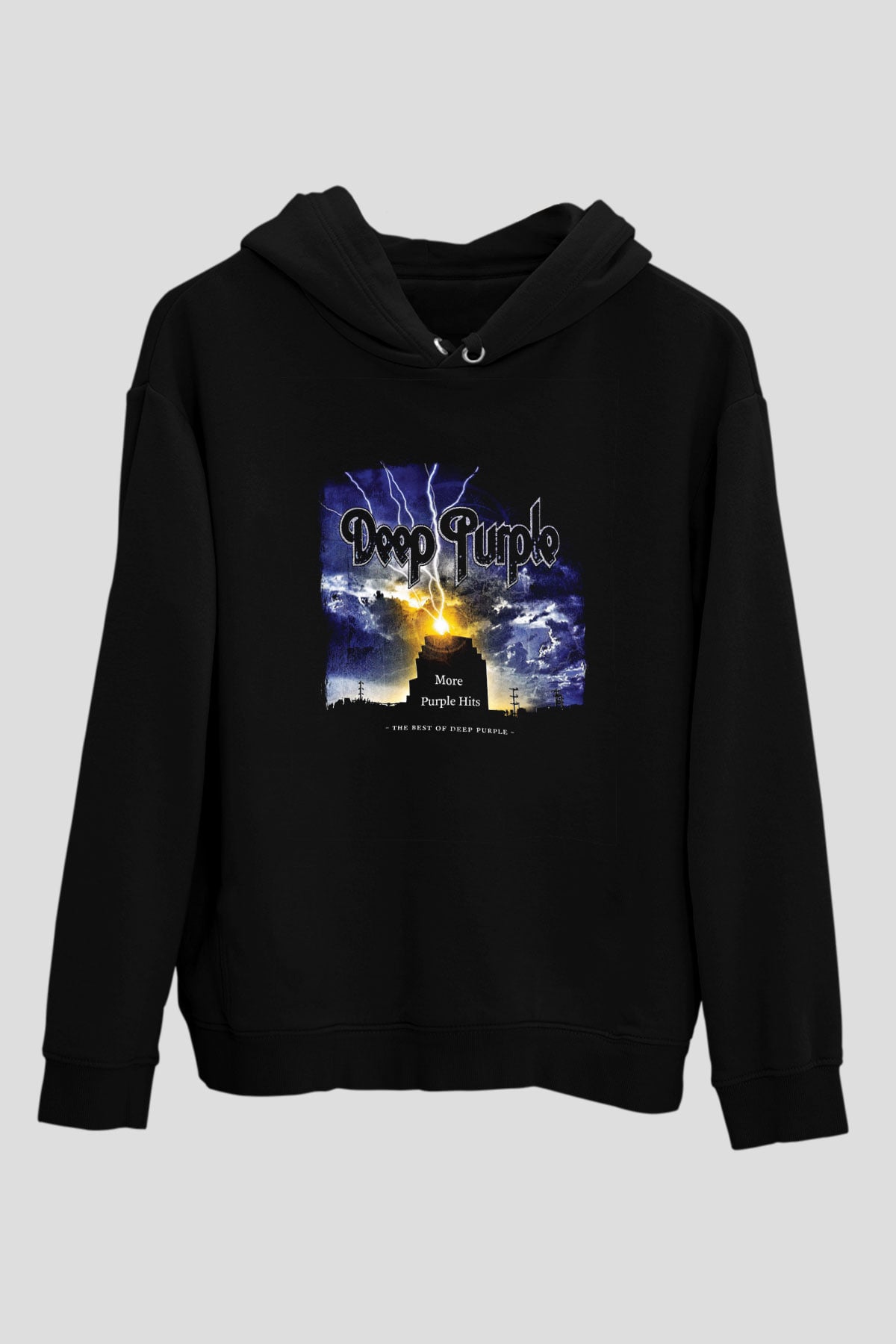 Deep Purple Baskılı Unisex Siyah Hoodie