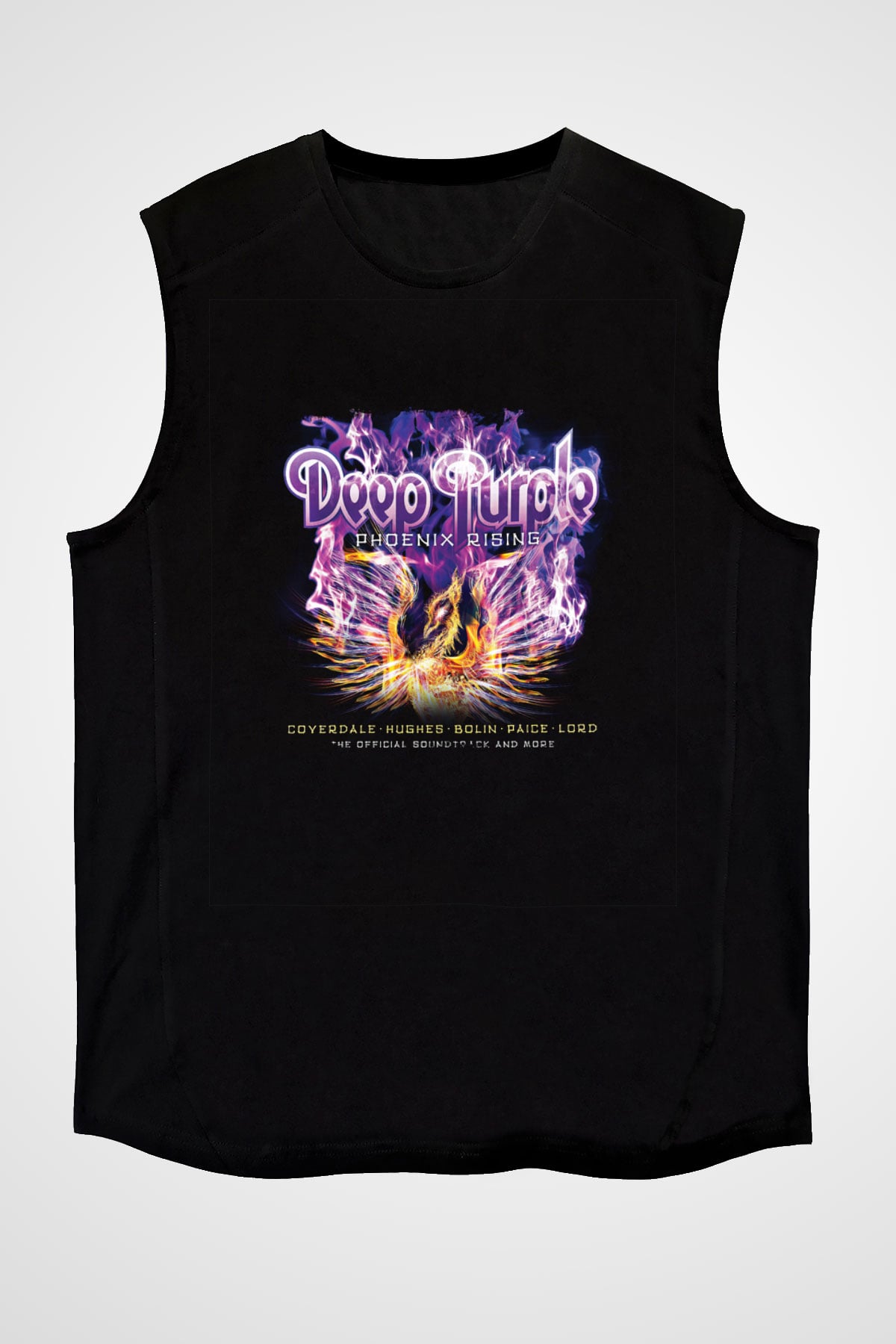 Deep Purple Baskılı Unisex Siyah Kolsuz Tişört