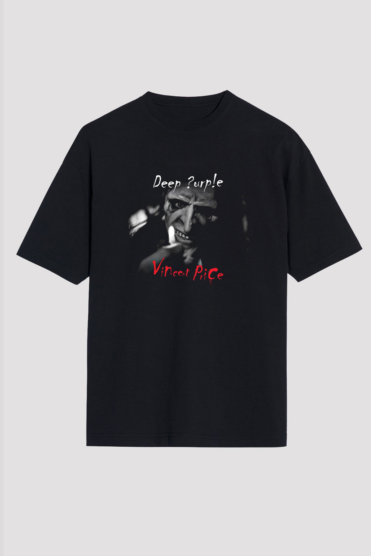 Deep Purple Baskılı Unisex Siyah Oversize Tişört