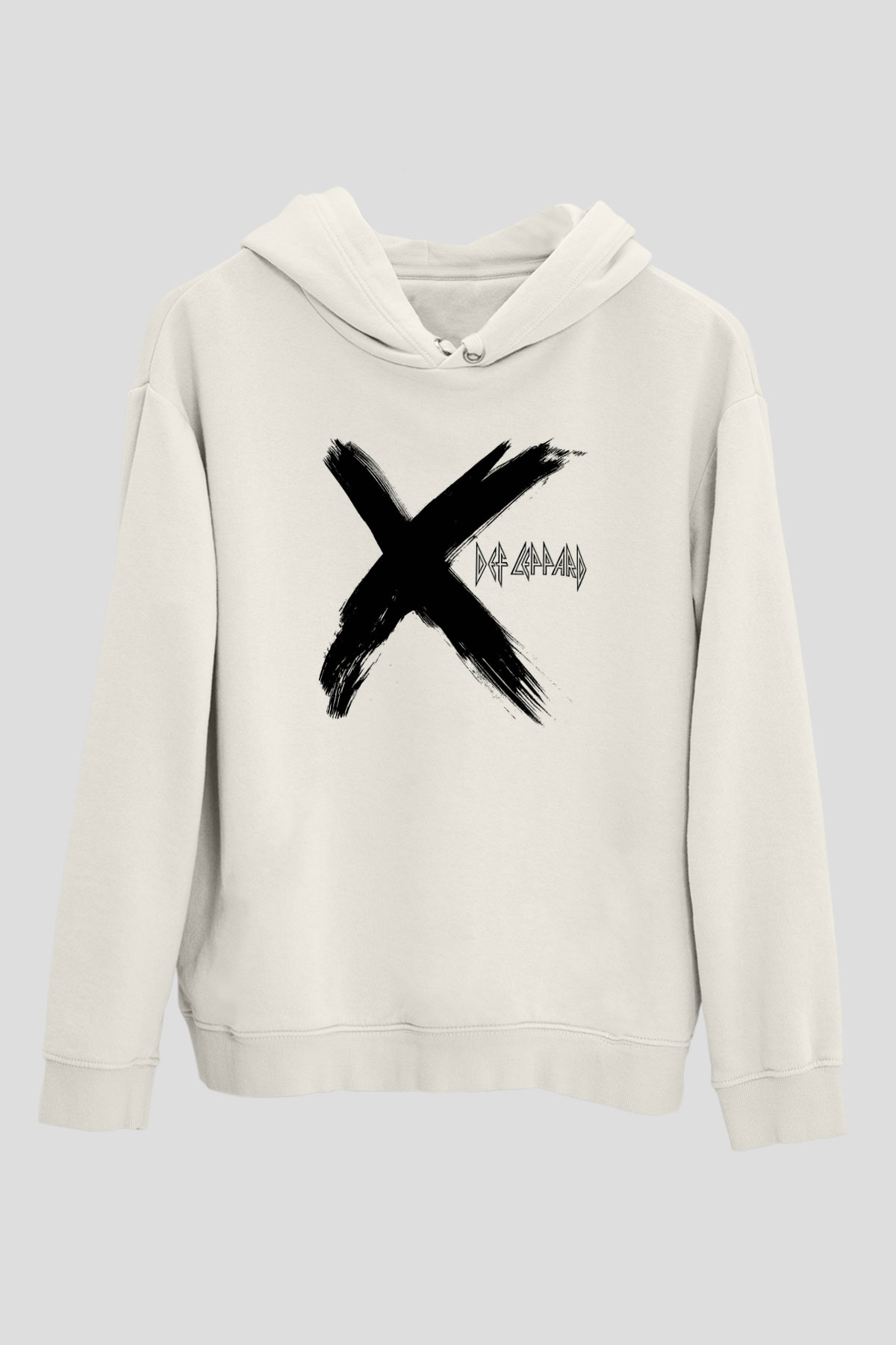 Def Leppard Baskılı Unisex Beyaz Hoodie
