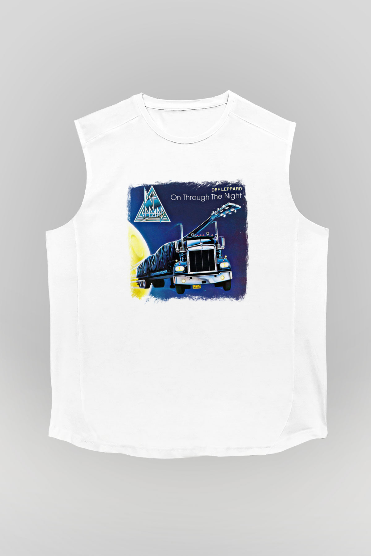 Def Leppard Baskılı Unisex Beyaz Kolsuz Tişört