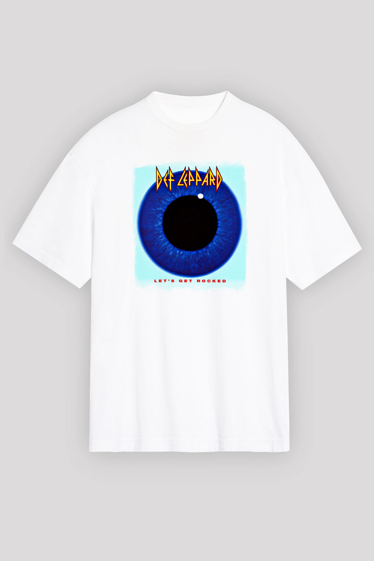 Def Leppard Baskılı Unisex Beyaz Oversize Tişört