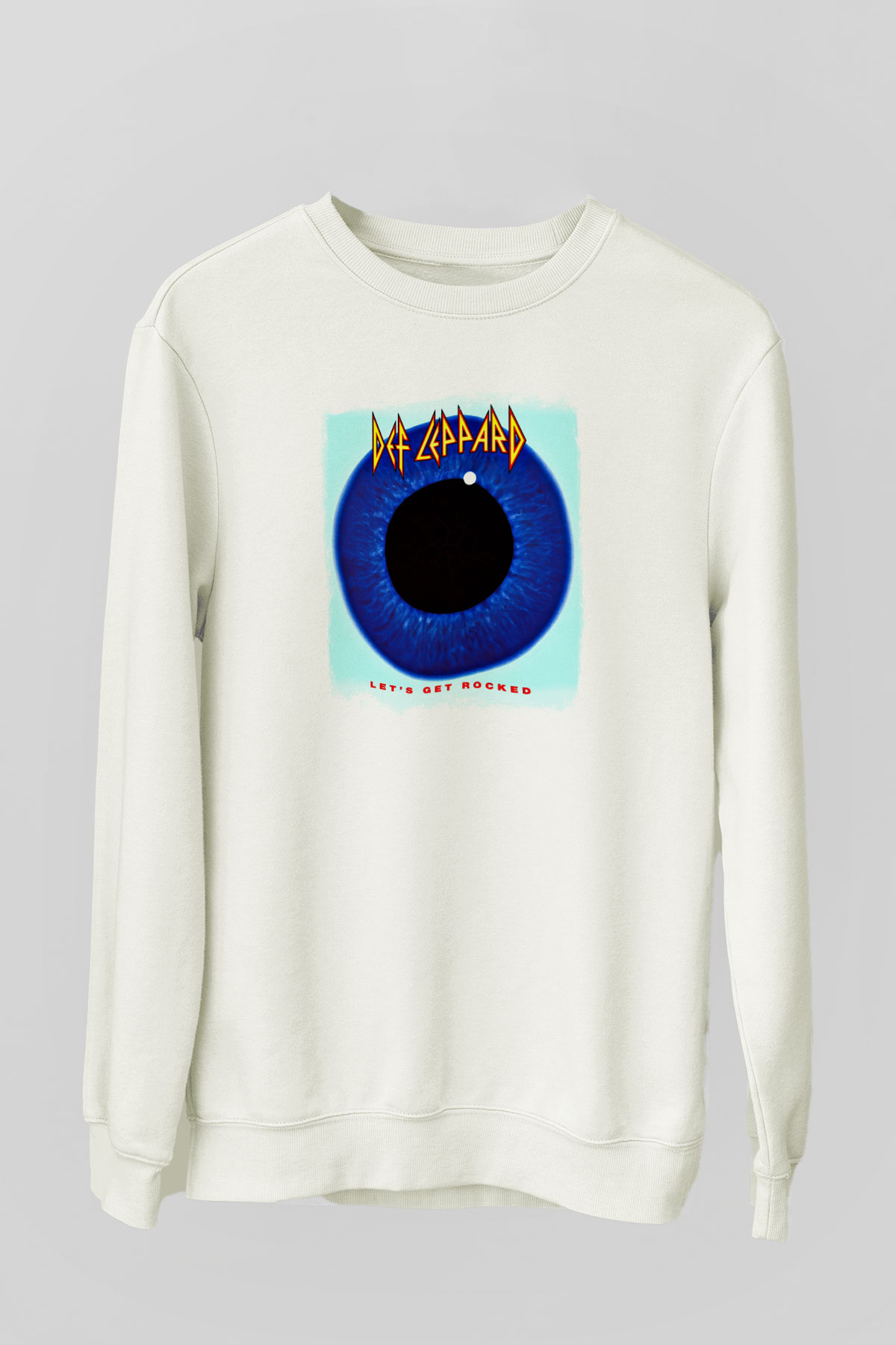 Def Leppard Baskılı Unisex Beyaz Sweatshirt