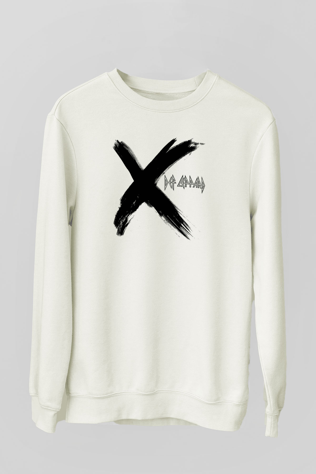 Def Leppard Baskılı Unisex Beyaz Sweatshirt