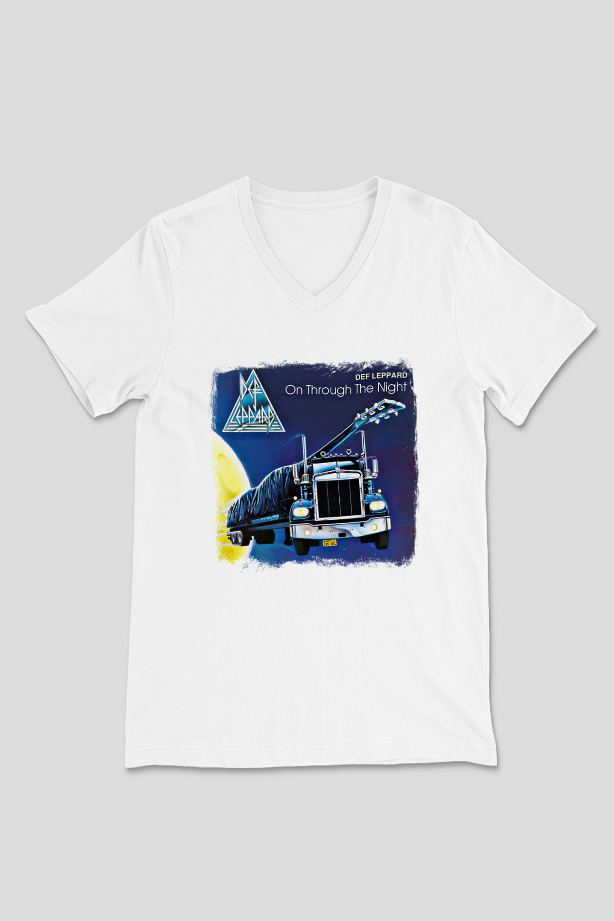 Def Leppard Baskılı Unisex Beyaz V Yaka Tişört