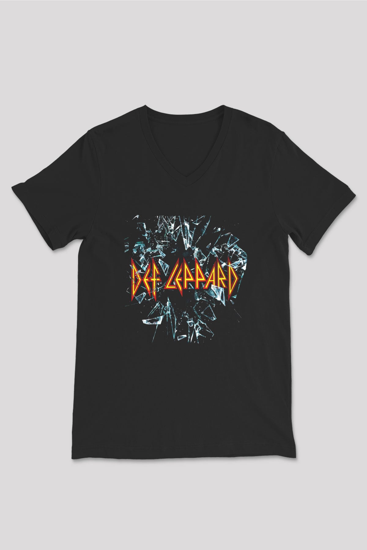 Def Leppard Siyah Unisex V Yaka Tişört T-Shirt