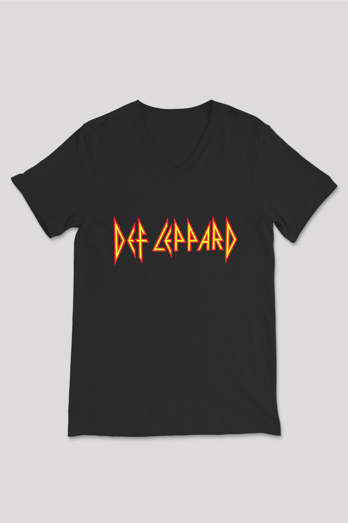 Def Leppard Siyah Unisex V Yaka Tişört T-Shirt