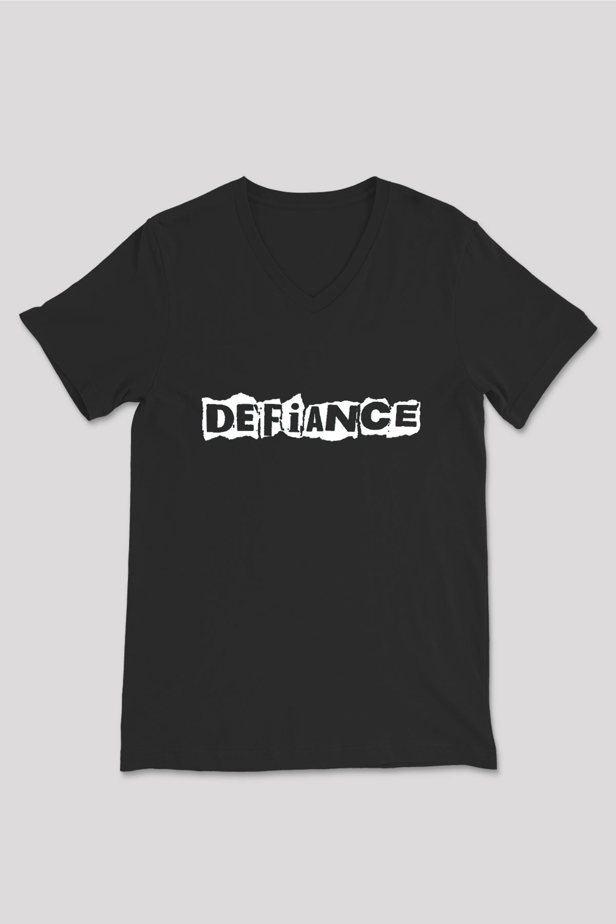 Defiance Siyah Unisex V Yaka Tişört