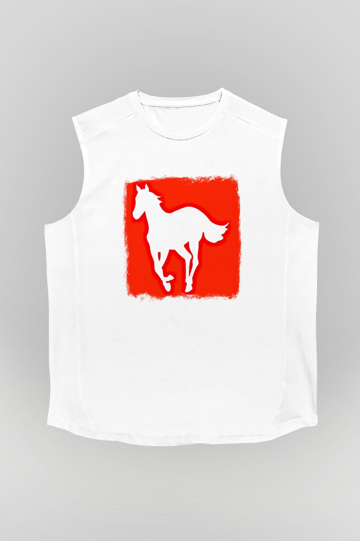Deftones Baskılı Unisex Beyaz Kolsuz Tişört