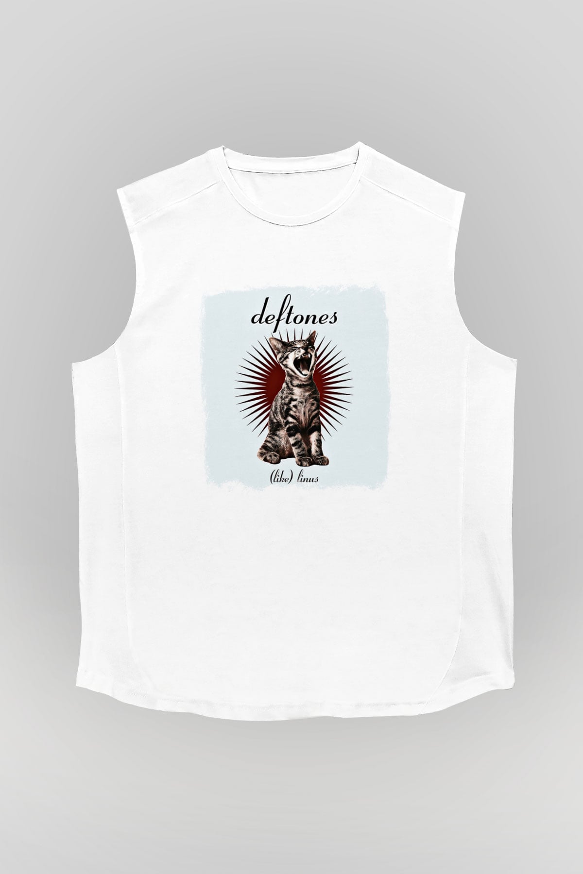 Deftones Baskılı Unisex Beyaz Kolsuz Tişört