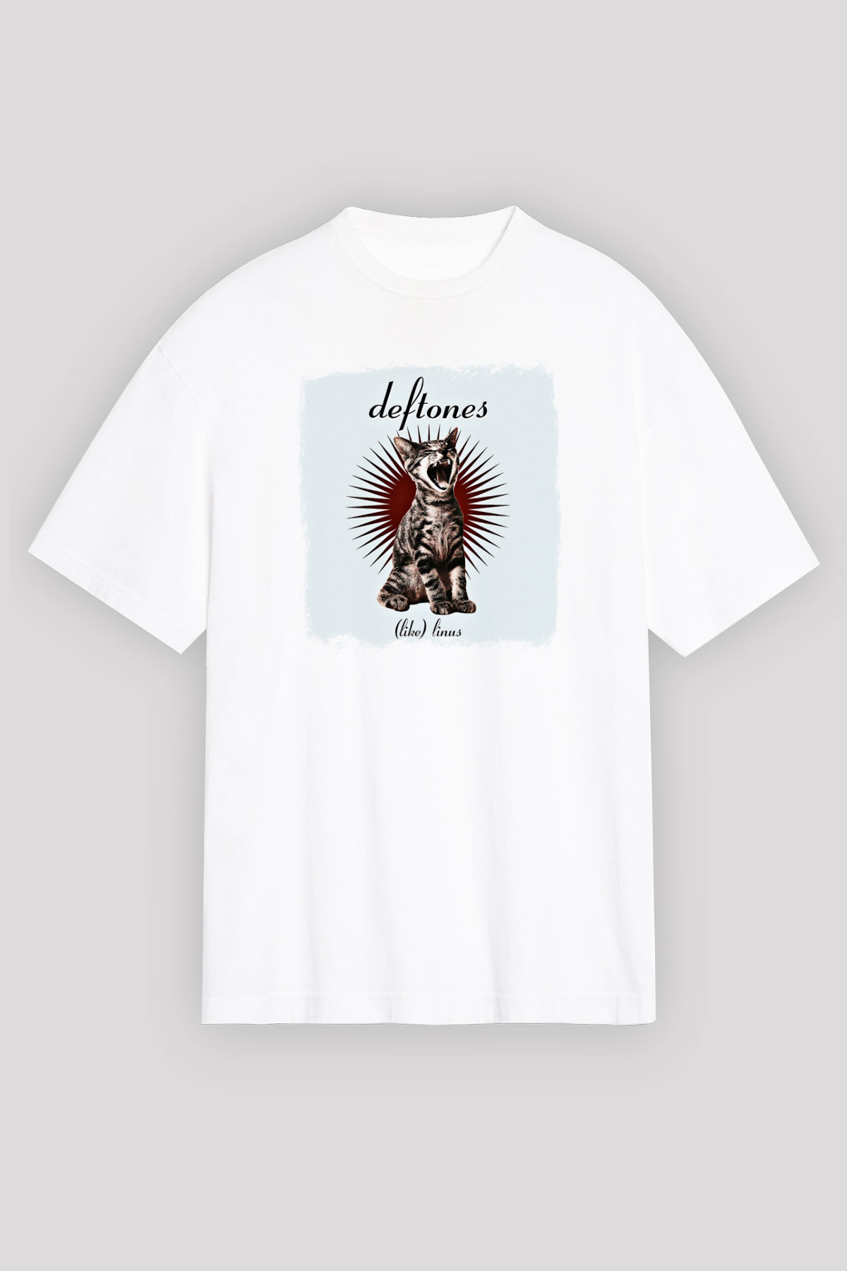 Deftones Baskılı Unisex Beyaz Oversize Tişört