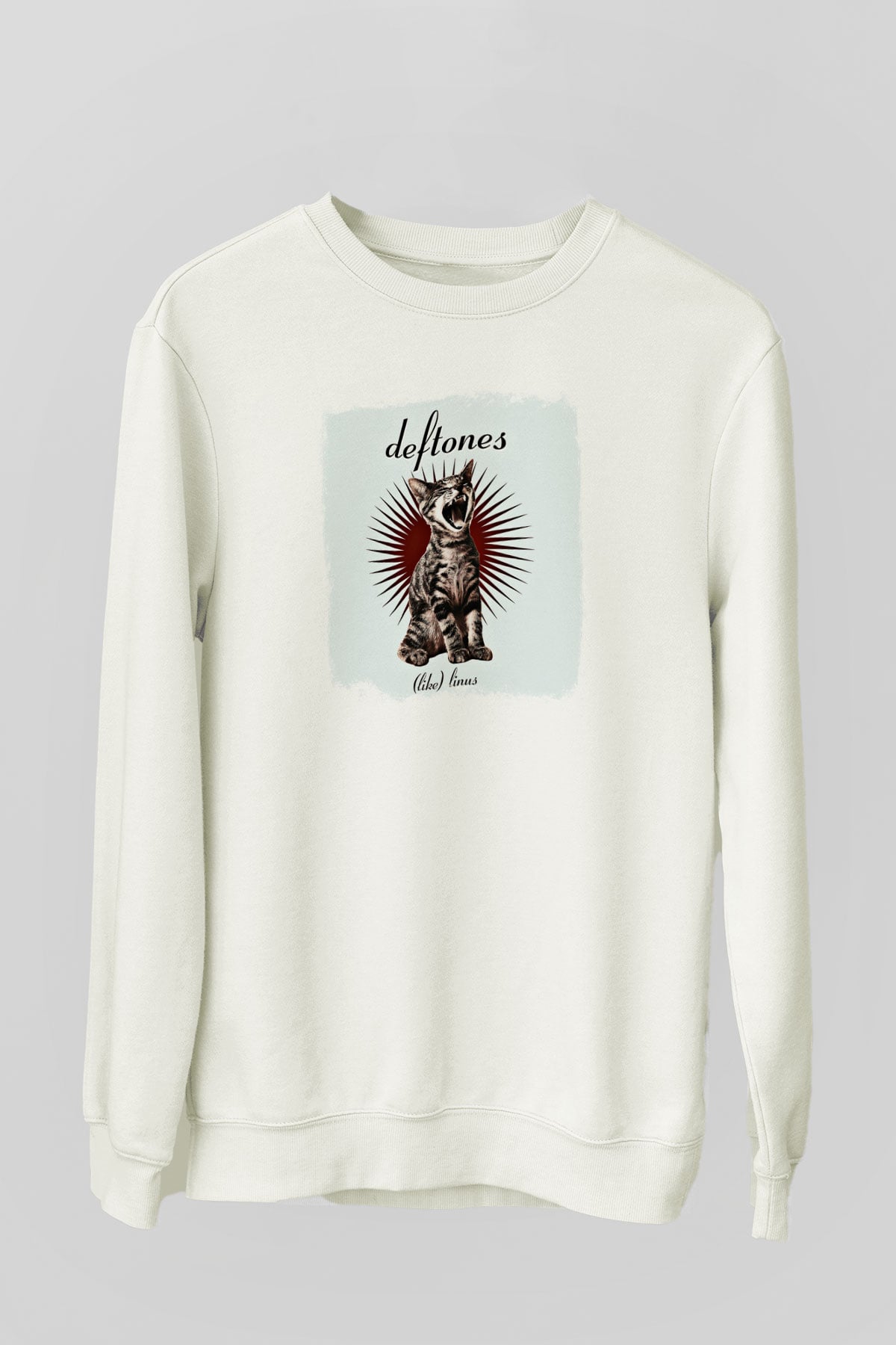 Deftones Baskılı Unisex Beyaz Sweatshirt