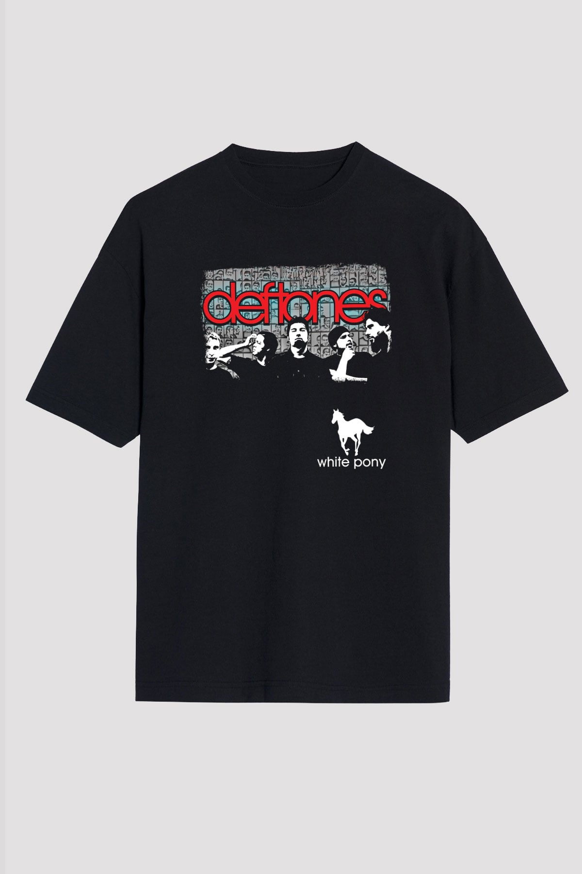 Deftones Baskılı Unisex Siyah Oversize Tişört