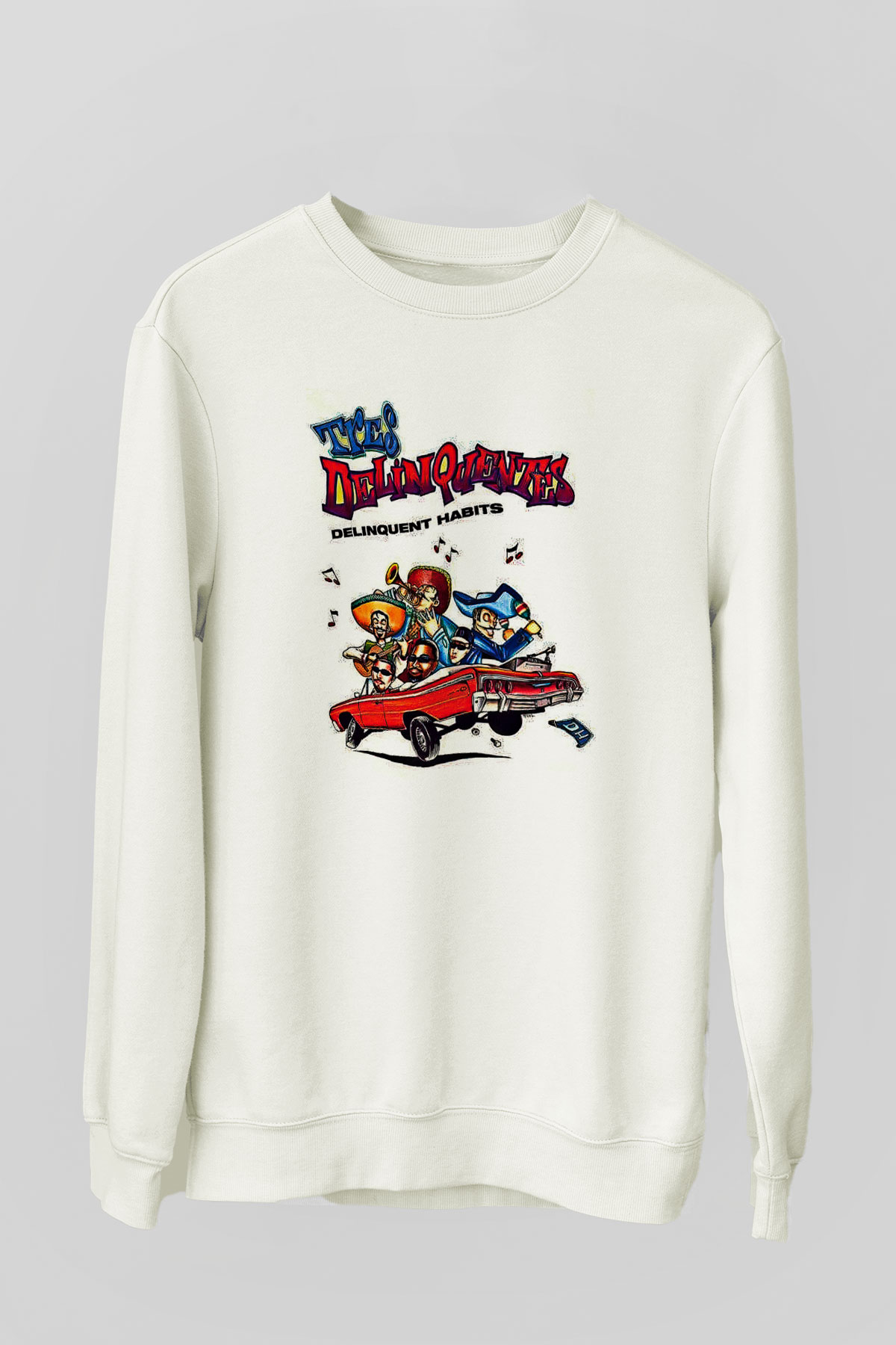 Delinquent Habits Baskılı Beyaz Unisex Sweatshirt