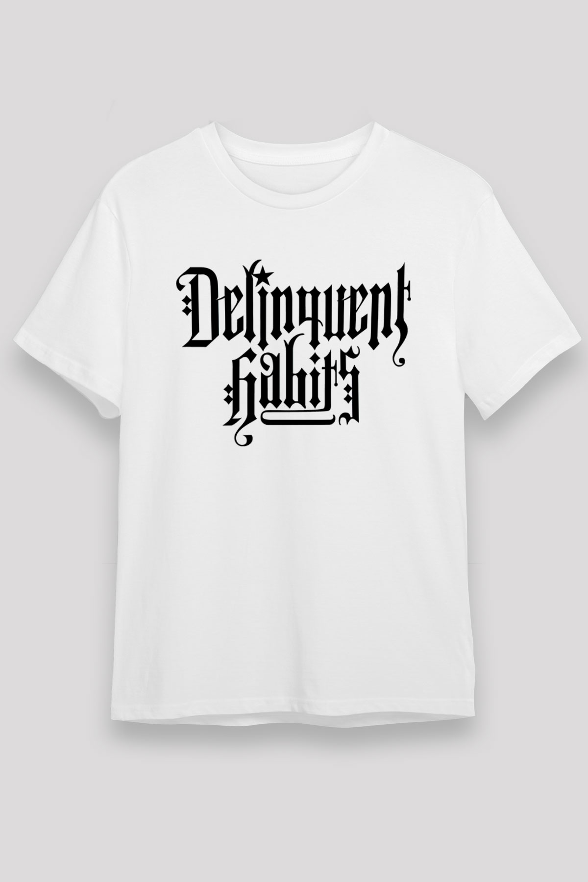 Delinquent Habits Baskılı Unisex Beyaz Tişört - Tshirt