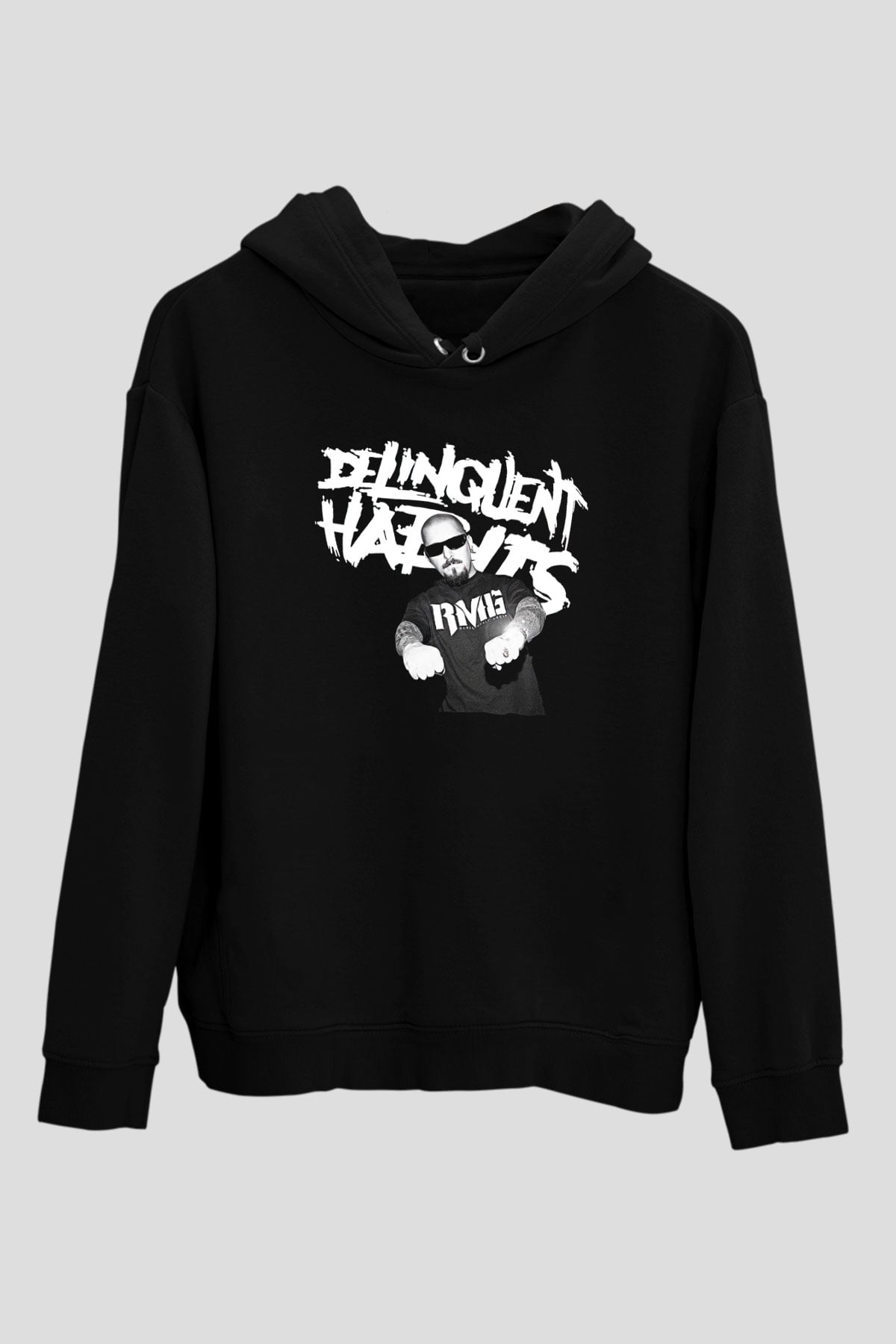Delinquent Habits Baskılı Unisex Siyah Hoodie
