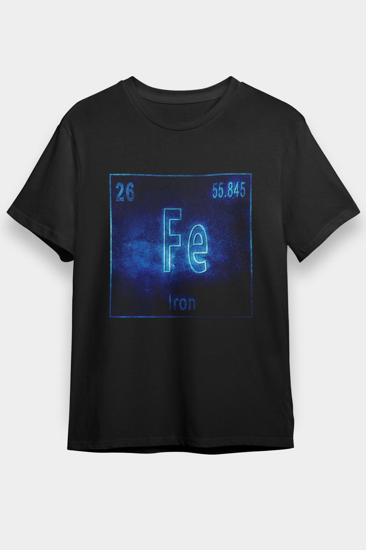Demir Atom Numarası Baskılı Unisex Siyah Tişört
