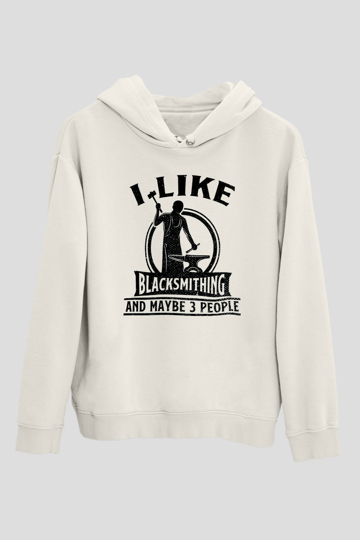 Demirci Beyaz Unisex Kapüşonlu Sweatshirt