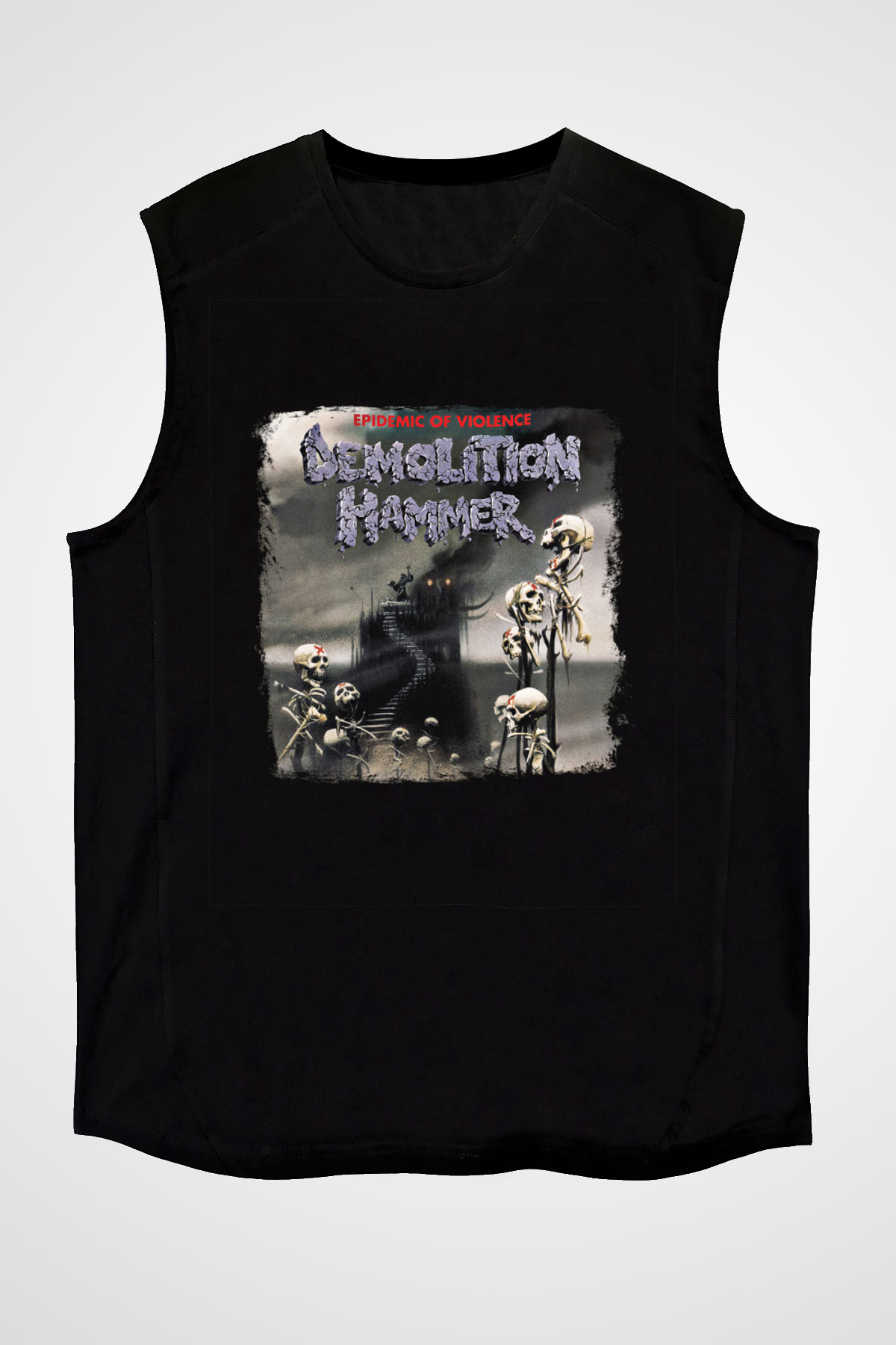Demolition Hammer Baskılı Unisex Siyah Kolsuz Tişört
