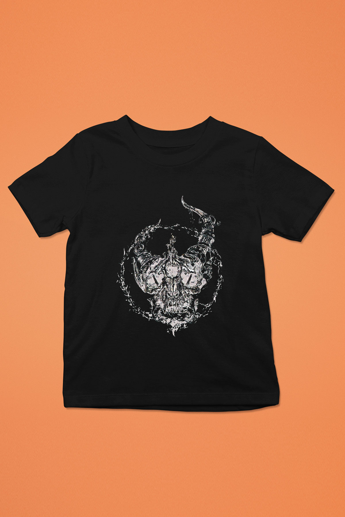 Demon Hunter Baskılı Unisex Siyah Çocuk Tişört - Tshirt