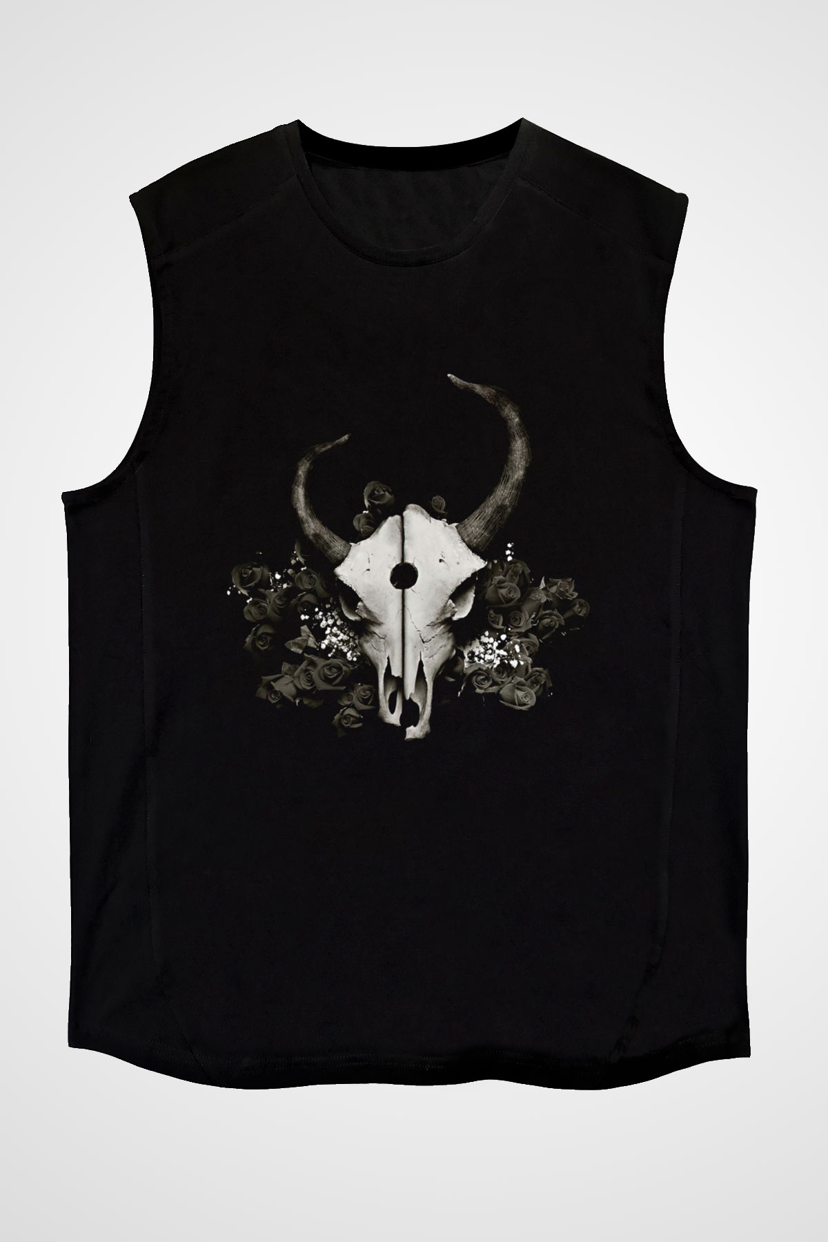 Demon Hunter Baskılı Unisex Siyah Kolsuz Tişört - Tshirt