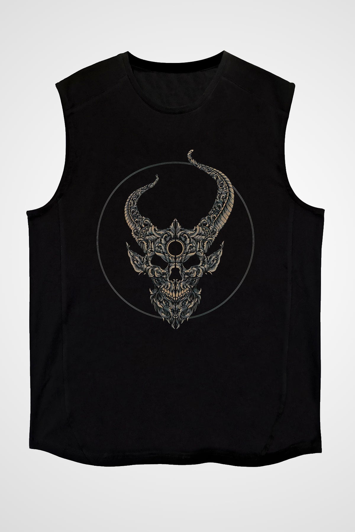 Demon Hunter Baskılı Unisex Siyah Kolsuz Tişört - Tshirt