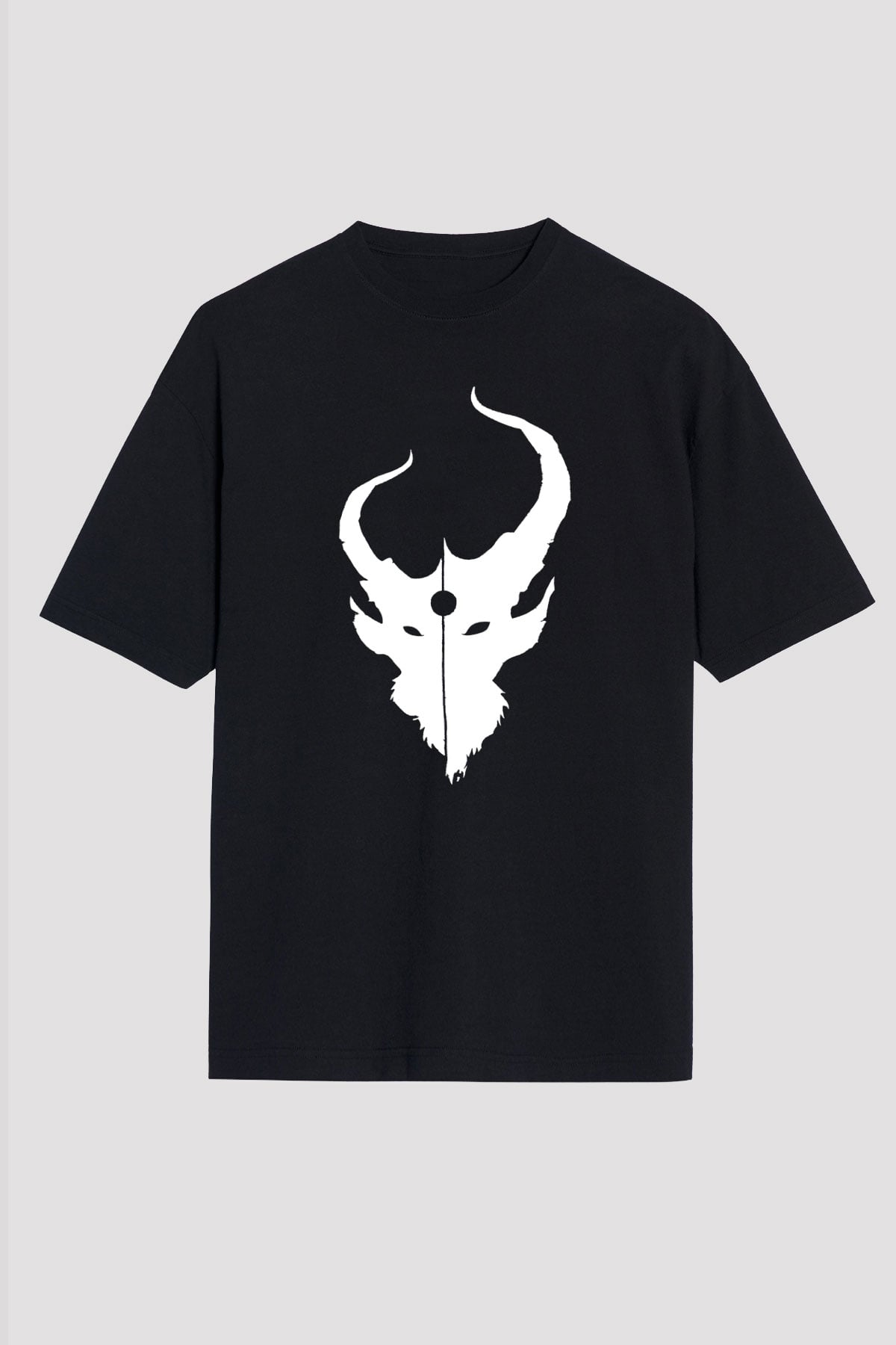 Demon Hunter Baskılı Unisex Siyah Oversize Tişört - Tshirt