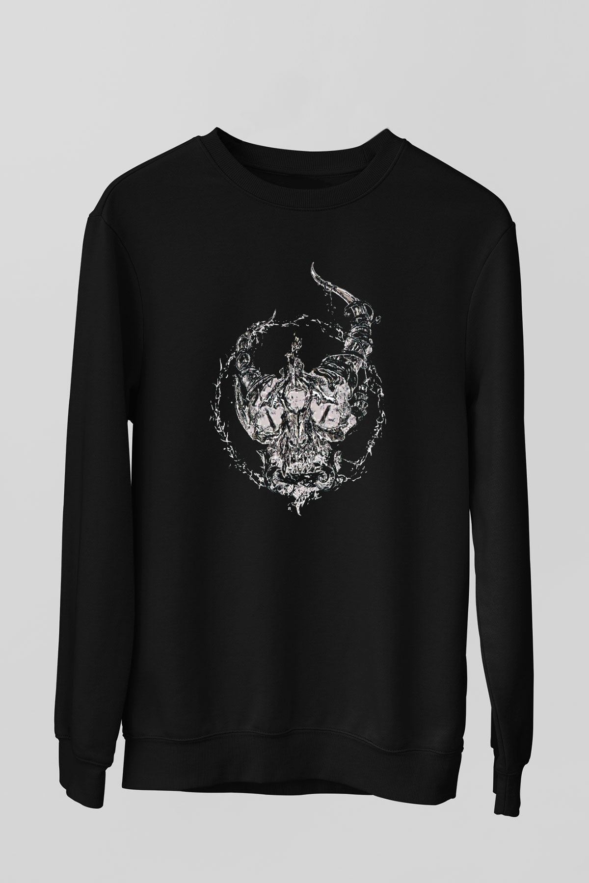 Demon Hunter Baskılı Unisex Siyah Sweatshirt