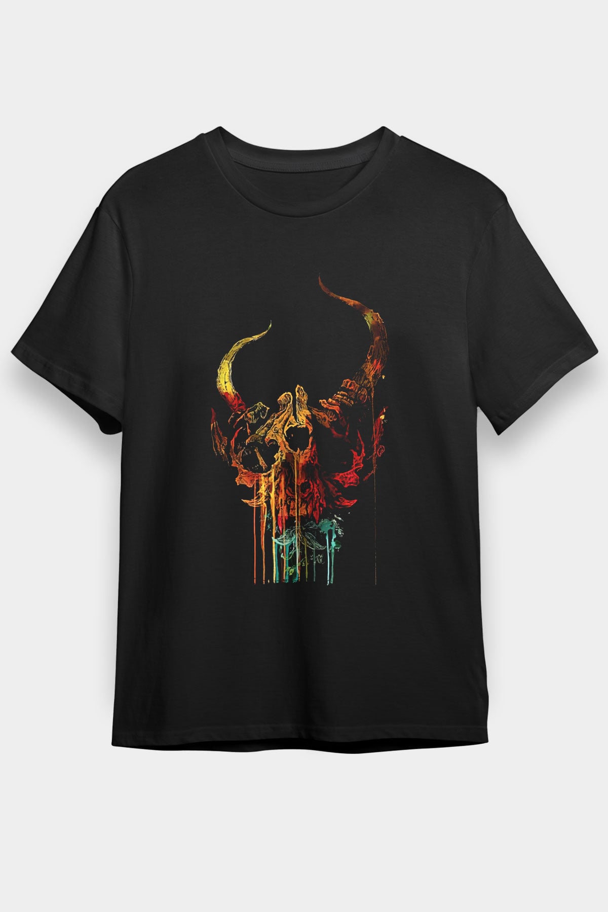 Demon Hunter Baskılı Unisex Siyah Tişört - Tshirt