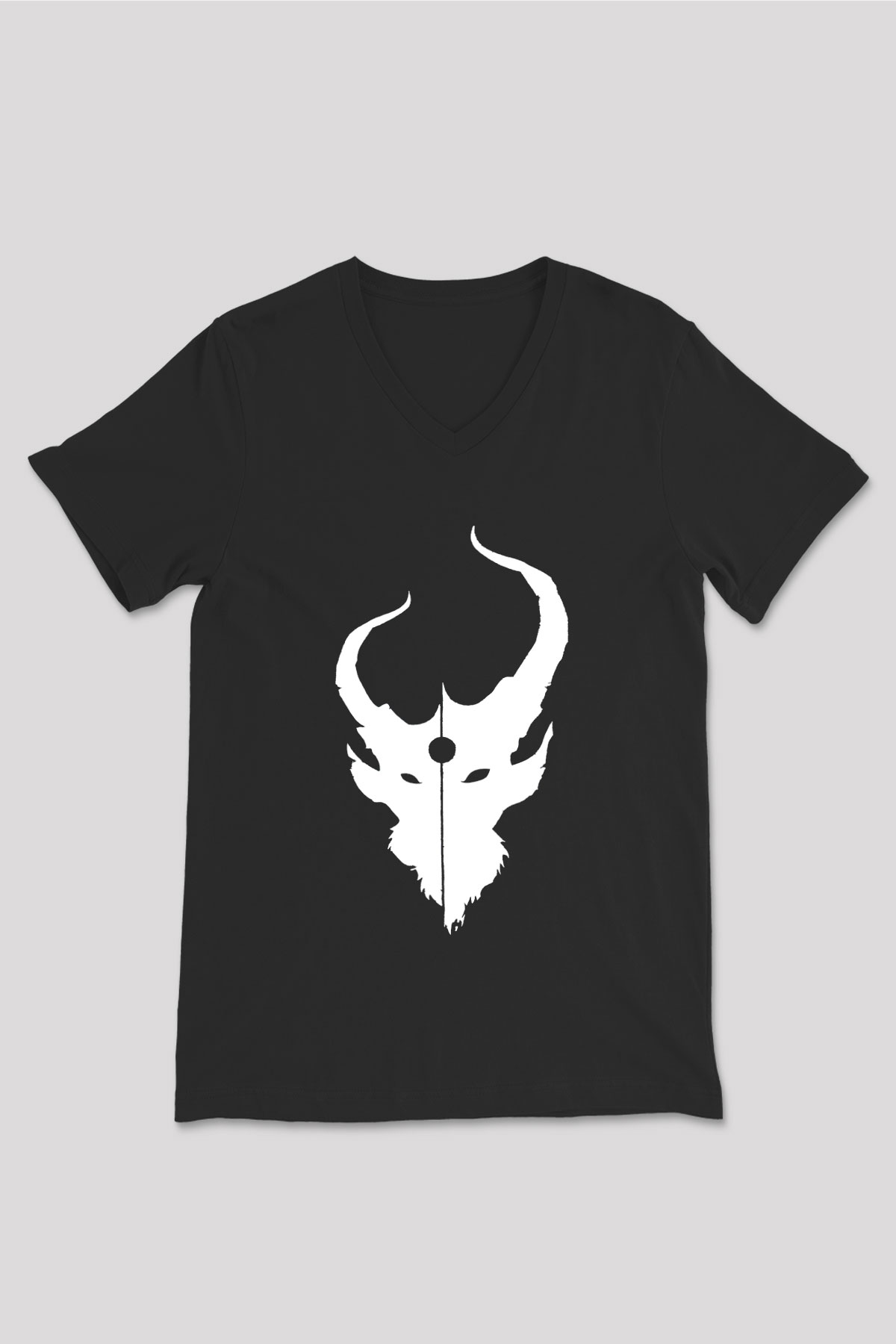 Demon Hunter Baskılı Unisex Siyah V Yaka Tişört - Tshirt