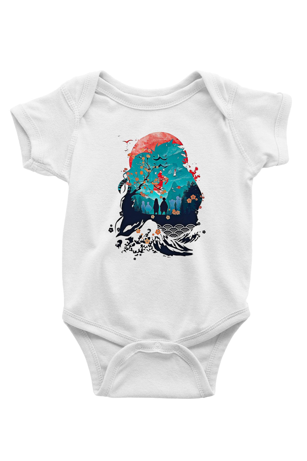 Demon Slayer Baskılı Beyaz Unisex Bebek Body - Zıbın