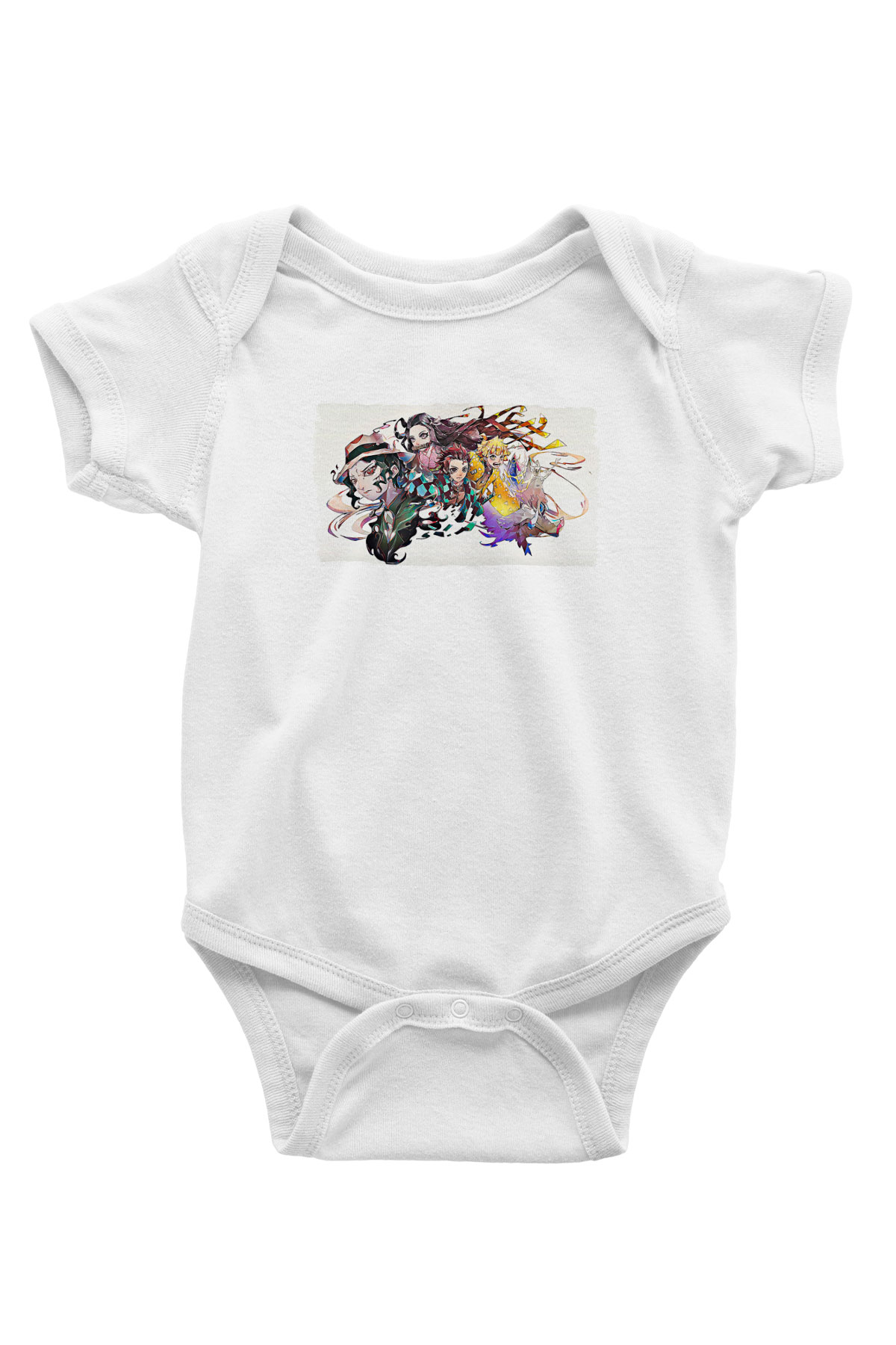 Demon Slayer Baskılı Beyaz Unisex Bebek Body - Zıbın