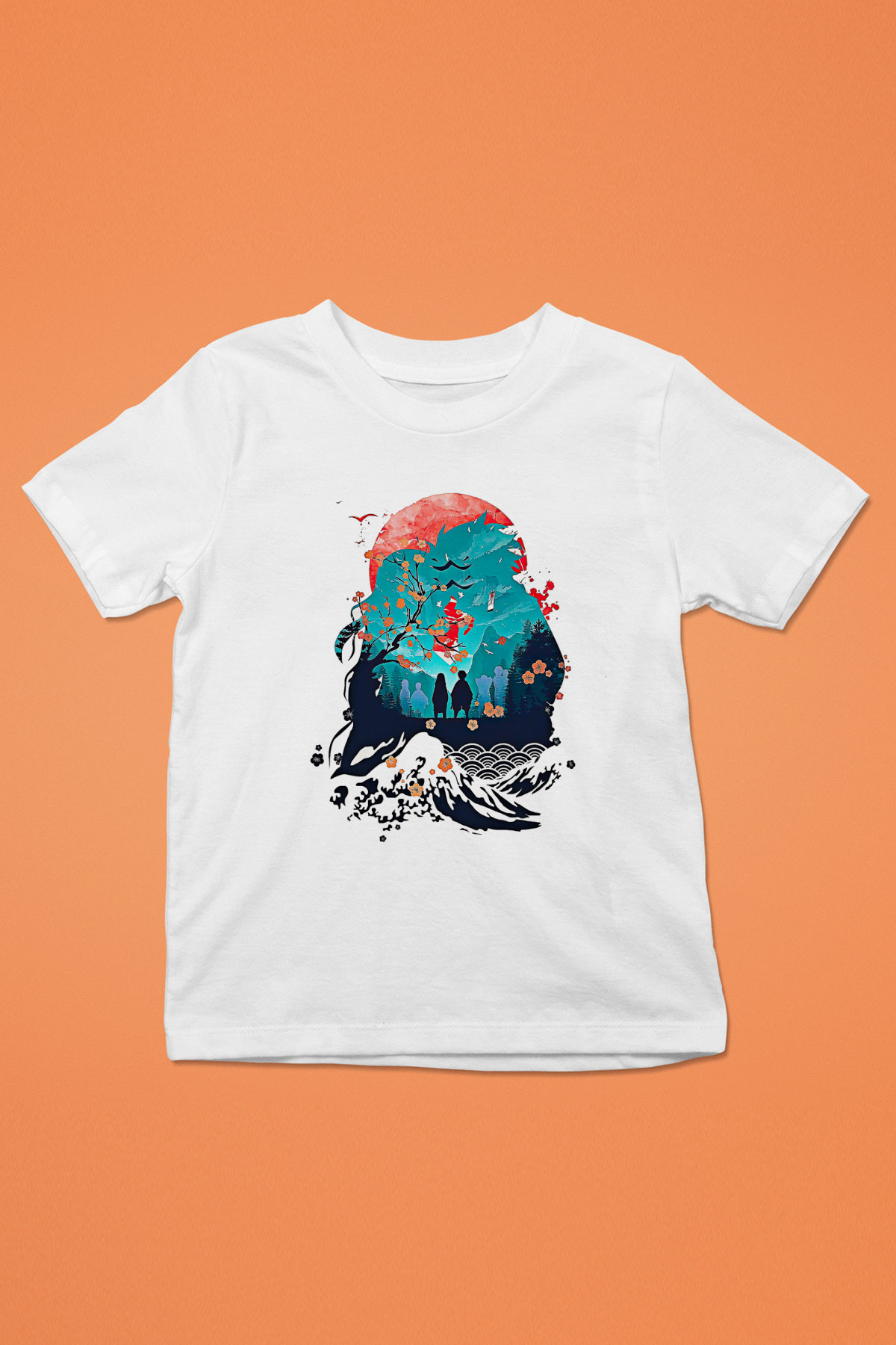 Demon Slayer Baskılı Beyaz Unisex Beyaz Çocuk Tişört - Tshirt