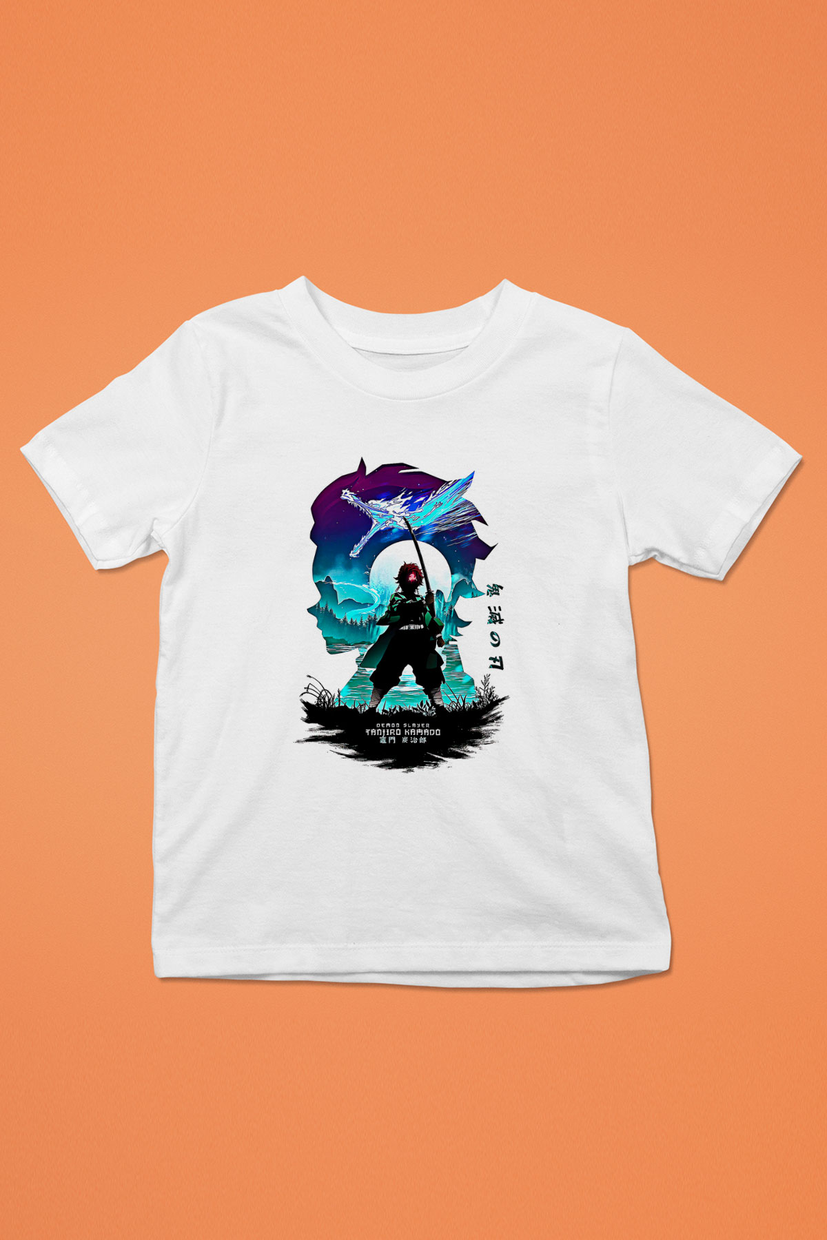 Demon Slayer Baskılı Beyaz Unisex Beyaz Çocuk Tişört - Tshirt