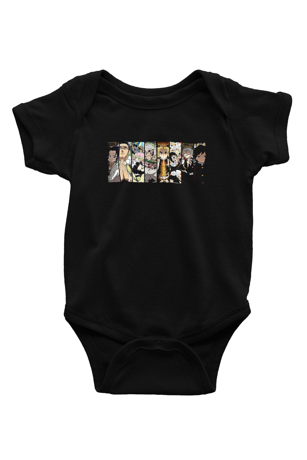 Demon Slayer Baskılı Unisex Siyah Bebek Body - Zıbın