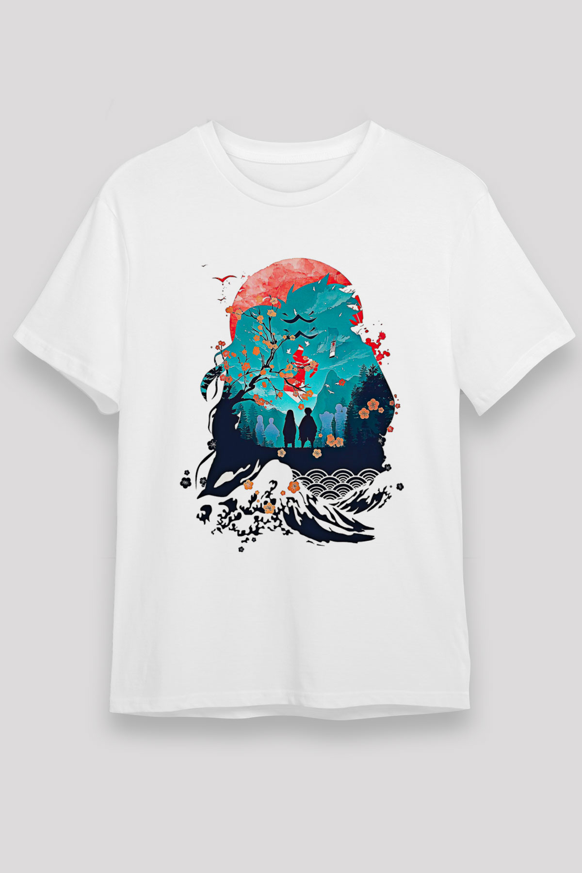 Demon Slayer Unisex Baskılı Beyaz Tişört - Tshirt