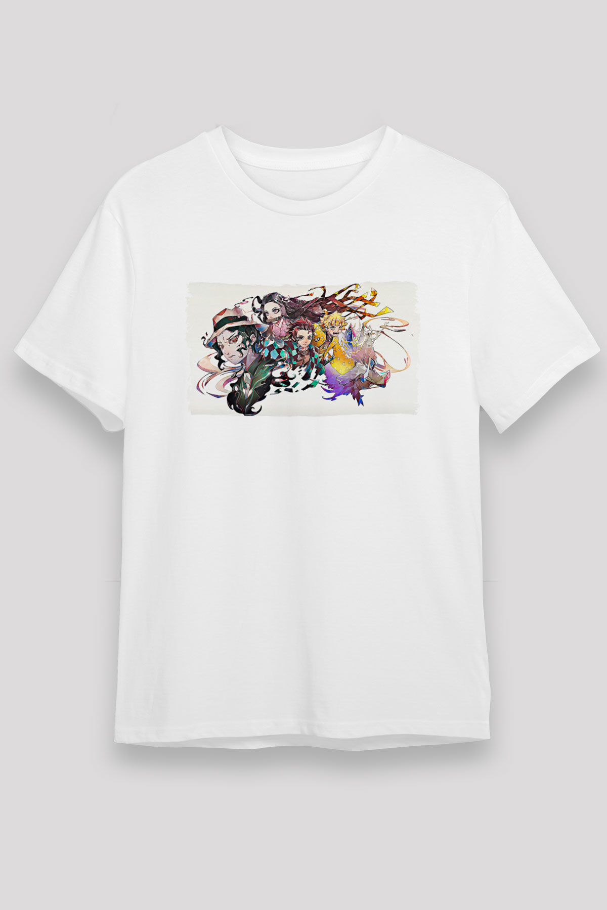 Demon Slayer Unisex Baskılı Beyaz Tişört - Tshirt